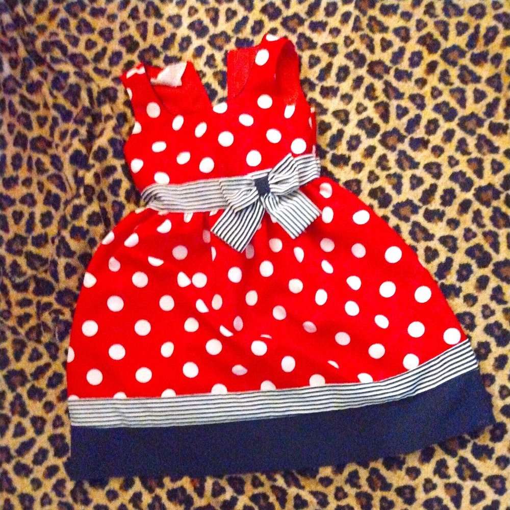 Bonnie Jean Dress Girls Size 6x White Polka Dots Polyester